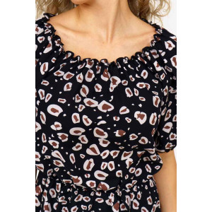 Платье женское 1489/6 штапель (последний размер) коричневый-черный 52 Платье женское 1489/6 штапель (последний размер) коричневый-черный 52