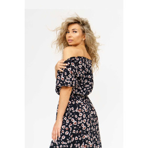 Платье женское 1489/6 штапель (последний размер) коричневый-черный 52 Платье женское 1489/6 штапель (последний размер) коричневый-черный 52