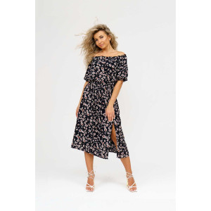 Платье женское 1489/6 штапель (последний размер) коричневый-черный 52 Платье женское 1489/6 штапель (последний размер) коричневый-черный 52