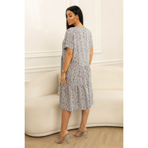 Платье женское 1890/12 штапель (последний размер) сиреневый-серый 48 Платье женское 1890/12 штапель (последний размер) сиреневый-серый 48