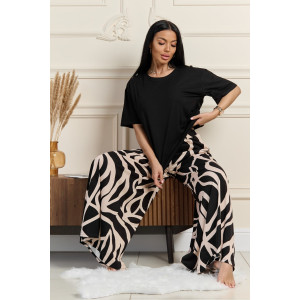 Костюм двойка женский 2081/3 кулирка (последний размер) черный-бежевый 60