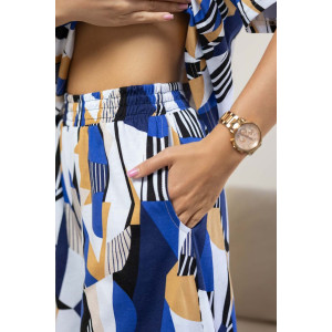 Костюм двойка женский 2081 кулирка (последний размер) синий-бежевый 56,60