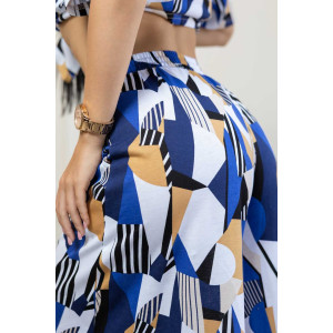 Костюм двойка женский 2081 кулирка (последний размер) синий-бежевый 56,60