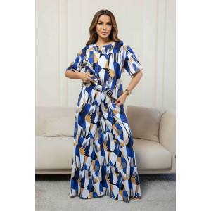 Костюм двойка женский 2081 кулирка (последний размер) синий-бежевый 56,60