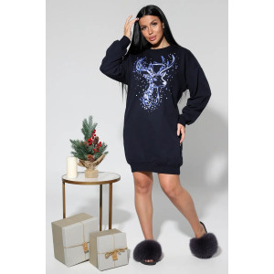 Туника женская 0101 "Олень" футер (последний размер) синий 52,56 Туника женская 0101 "Олень" футер (последний размер) синий 52,56