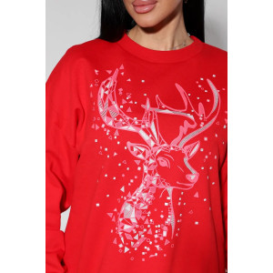 Туника женская 0102 "Олень" футер (последний размер) красный 52 Туника женская 0102 "Олень" футер (последний размер) красный 52