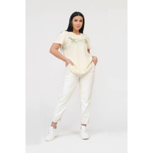 Футболка женская 1662/4 кулирка с лайкрой (последний размер) желтый 48,54