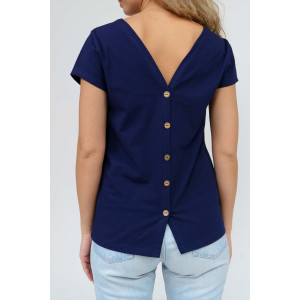 Футболка женская 1433/7 кулирка с лайкрой (последний размер) синий 52