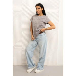 Футболка женская 2073 кулирка (последний размер) серый 50,52,54,58