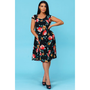 Сарафан женский 1077/14 масло (последний размер) красные цветы 48