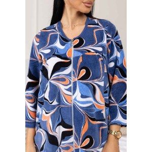 Халат женский 1932/2 велюр (последний размер) синий 48