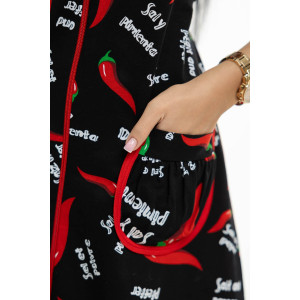 Халат женский 161/12 кулирка (последний размер) черный-красный 44