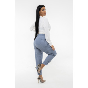 Брюки женские 1440/14 вельвет (последний размер) голубой 52