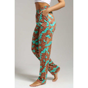 Брюки женские 1560/13 кулирка (последний размер) коричневый-зелёный 46