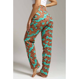 Брюки женские 1560/13 кулирка (последний размер) коричневый-зелёный 46