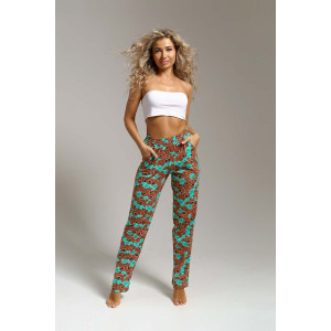 Брюки женские 1560/13 кулирка (последний размер) коричневый-зелёный 46