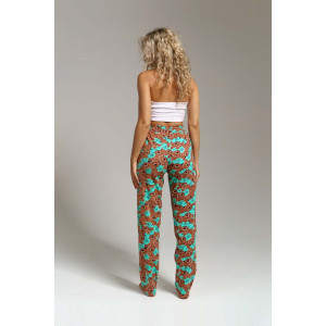 Брюки женские 1560/13 кулирка (последний размер) коричневый-зелёный 46