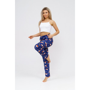 Брюки женские 1560/11 кулирка (последний размер) синий-коричневый-белый 50