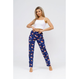 Брюки женские 1560/11 кулирка (последний размер) синий-коричневый-белый 50