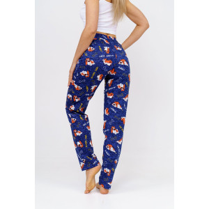 Брюки женские 1560/11 кулирка (последний размер) синий-коричневый-белый 50