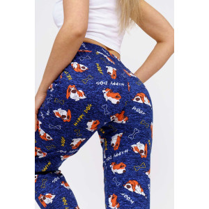 Брюки женские 1560/11 кулирка (последний размер) синий-коричневый-белый 50