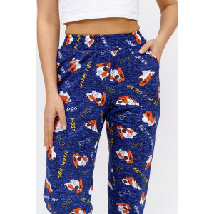 Брюки женские 1560/11 кулирка (последний размер) синий-коричневый-белый 50