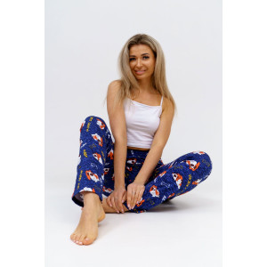 Брюки женские 1560/11 кулирка (последний размер) синий-коричневый-белый 50