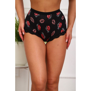 Трусы женские №64974 смесовая ткань (р-ры: 50-54) губы на черном