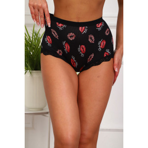 Трусы женские №64974 смесовая ткань (р-ры: 50-54) губы на черном