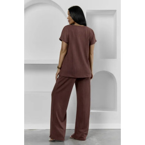 Пижама женская "Белла" 1324-14 полиэстер с лайкрой (р-ры: 42-56) коричневый