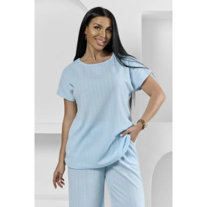 Пижама женская "Белла" 1324-11 полиэстер с лайкрой (р-ры: 42-56) голубой