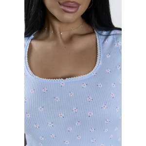 Сорочка женская "Тики" 1403-1 кашкорсе (р-ры: 46-60) голубой