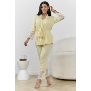 Пижама тройка женская "Ирина 3" 1262-5 вискоза (р-ры: 44-58) желтый Пижама тройка женская "Ирина 3" 1262-5 вискоза (р-ры: 44-58) желтый