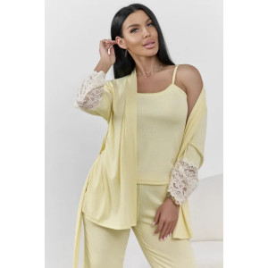 Пижама тройка женская "Ирина 3" 1262-5 вискоза (р-ры: 44-58) желтый Пижама тройка женская "Ирина 3" 1262-5 вискоза (р-ры: 44-58) желтый