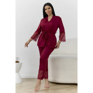 Пижама тройка женская "Ирина 3" 1262-4 вискоза (р-ры: 44-58) бордо