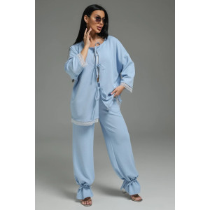 Костюм двойка женский "Купава" трикотаж вафля (р-ры: 46-60) небесный