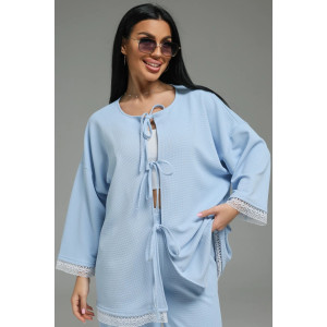 Костюм двойка женский "Купава" трикотаж вафля (р-ры: 46-60) небесный