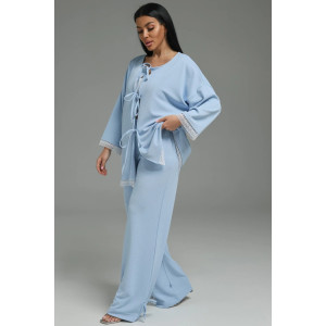 Костюм двойка женский "Купава" трикотаж вафля (р-ры: 46-60) небесный