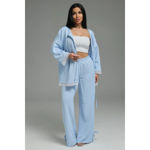 Костюм двойка женский "Купава" трикотаж вафля (р-ры: 46-60) небесный