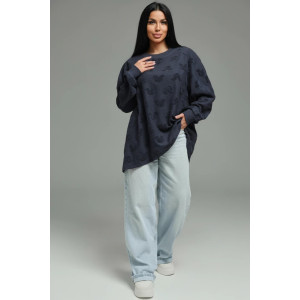 Свитшот женский "Ребека" махра жаккард (р-ры: 44-66) махра Микки серый