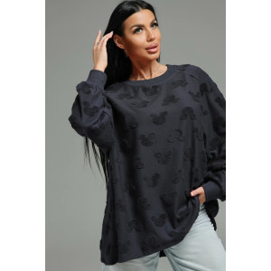 Свитшот женский "Ребека" махра жаккард (р-ры: 44-66) махра Микки серый