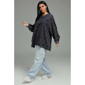 Свитшот женский "Ребека" махра жаккард (р-ры: 44-66) махра Микки серый