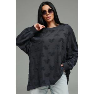 Свитшот женский "Ребека" махра жаккард (р-ры: 44-66) махра Микки серый