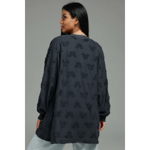 Свитшот женский "Ребека" махра жаккард (р-ры: 44-66) махра Микки серый