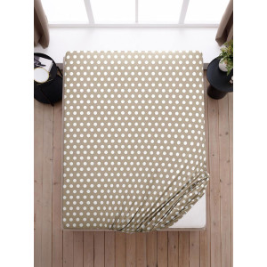 Простыня классическая поплин "Горох" коричневый