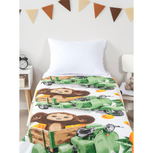 Пододеяльник классический поплин "Чебурашка на мопеде"