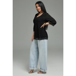 Футболка женская "Богемия" кашемир лапша (р-ры: 48-58) черный