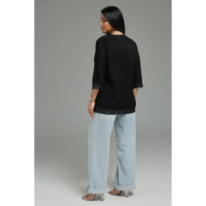 Футболка женская "Богемия" кашемир лапша (р-ры: 48-58) черный