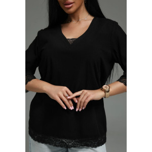 Футболка женская "Богемия" кашемир лапша (р-ры: 48-58) черный