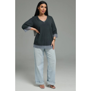 Футболка женская "Богемия" кашемир лапша (р-ры: 48-58) графит